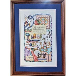 Vintage 1994 Bucilla Counted Cross Stitch Kit "Stitcher's Sampler" Sewing Themed